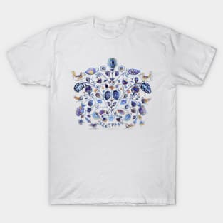 Ukrainian blue flowers decor T-Shirt